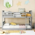 thumbnail image 2 of Twin Over Twin Floor Bunk Bed with Safety Guardrail, Climbing Ladder, Easy to Assemble, Saving Space, Bed Bedroom Storage Guard Rail Ladder (Gray), 2 of 7