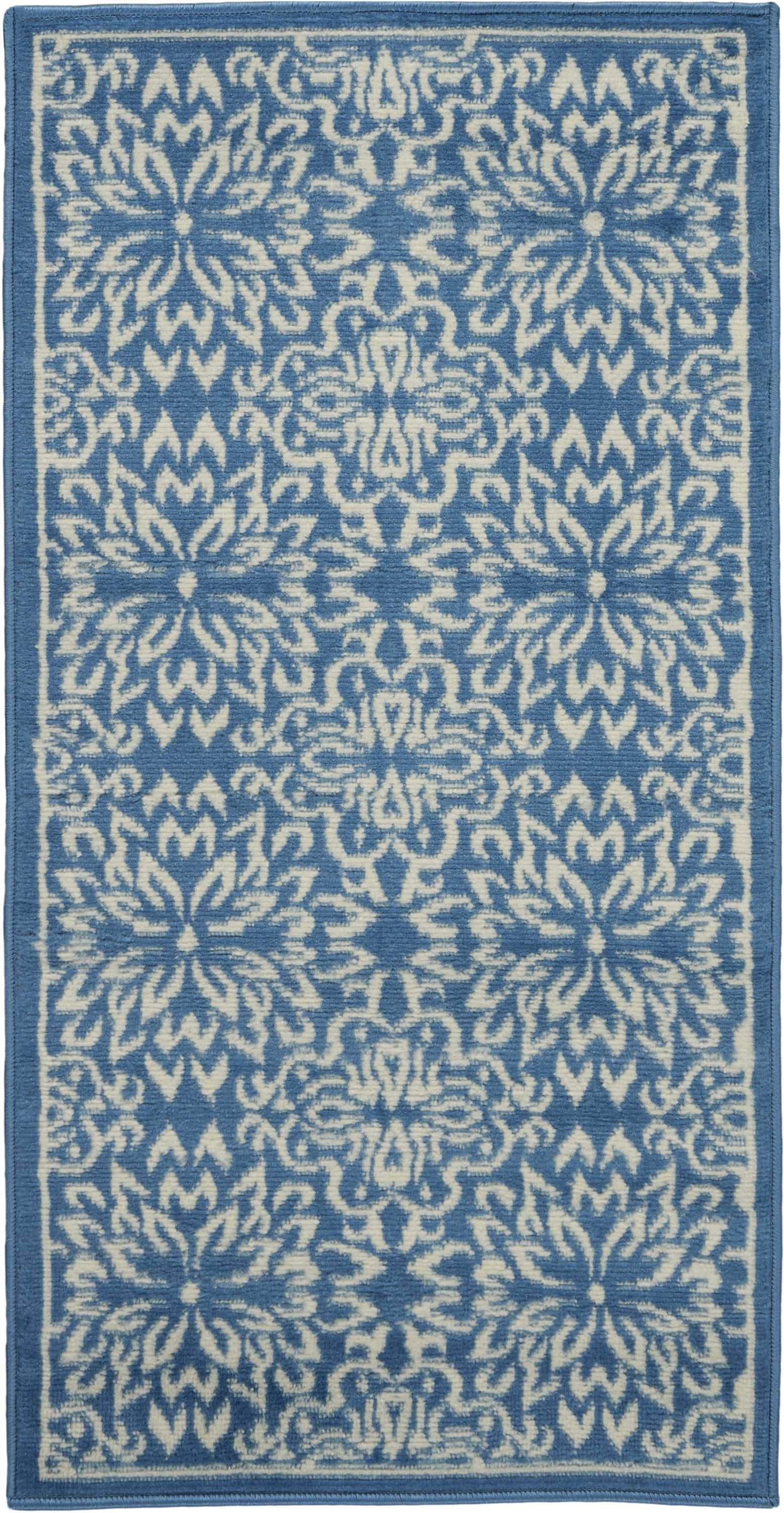 Nourison Bliss Modern Floral Ivory/Blue 2' x 4' Area Rug, (2' x 4')