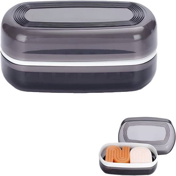 BPPEG Travel Case for Shampoo Bar,Shampoo Bar Holder,Travel Soap Container,Large Soap Box,Soap Dish with Draining Layer,Case for Bathroom(Black,1 Pack)