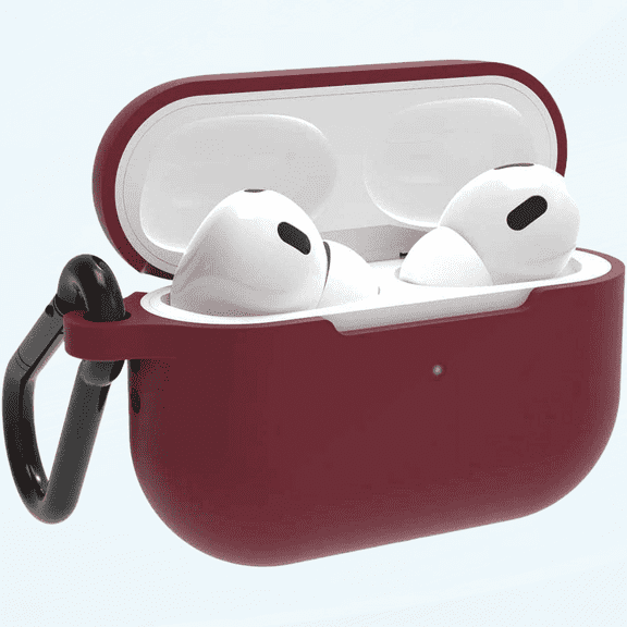 Airpods Pro 2 (2nd Generation) Silicone Case Cover 2022. Soft Silicone Skin Cover Shock-Absorbing Protective Case with Keychain for Airpods Pro 2 Case [ Front LED Visible ] (Red)