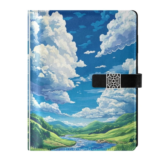 Premium Faux Leather Notebook - Refillable, Multi-Functional Organizer, 23.3x17cm, All-Season Use，Sky