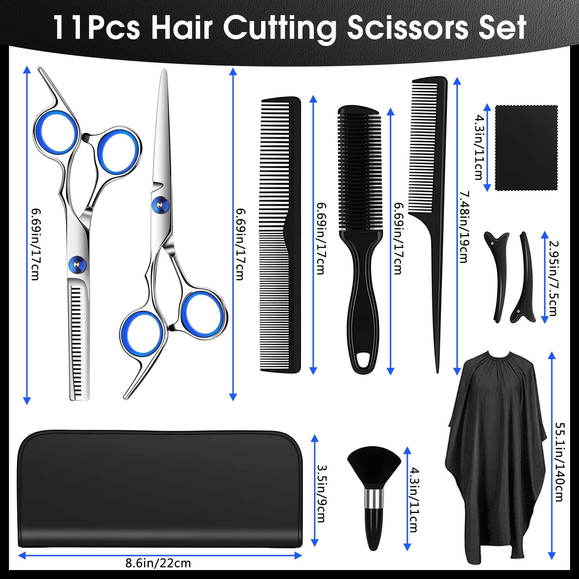 GARITIN Hair Cutting Scissors Kits, Hair Shears for Cutting Hair, Haircut Scissors for Women Men Stainless Hair Thinning Trimming Scissors Professional Barber Accessories