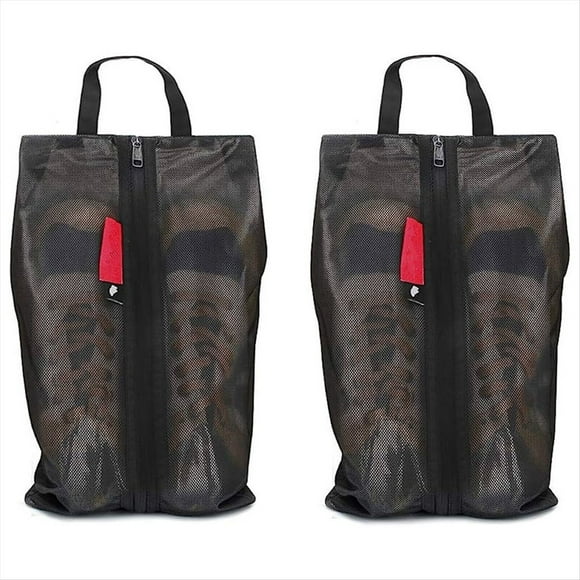 Water Resistant Travel Shoe Bags, Shoe Storage Organizer Shoe Pouch with Zipper, for Men and Women,2 x shoe bag,Black