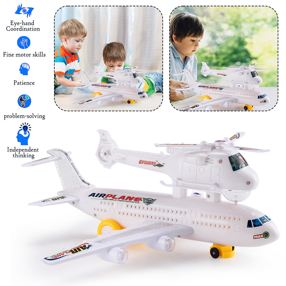 Bump & Go Kids Airplane Self Driving Toy Contains 3D Light & Changes Direction 