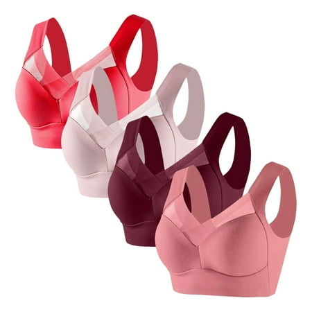 Popular Picks 4PC Women s Strapless Lace Underwear with Thin Side Collection Comfortable Daily Bra for All-Day Wear Holiday Celebrations|Nylon Spandex Watermelon Red Sopatenor