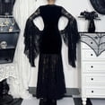 thumbnail image 5 of UDAUDU Womens Gothic Bat Sleeve Halloween Costume Lace Patchwork Velvet Goth Vintage Fancy-Dress Costumes Black, 5 of 7