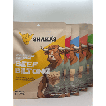 SHAKA'S Angus Air-Dried Beef Snacks Biltong 8 0z - Bundle