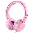thumbnail image 1 of POWMEE M1 - Auriculares para niños con cable para niños, plegables, estéreo, ajustables, sin enredos, cable jack de 0.138 in, auriculares supraaurales para niños (rosa), 1 of 5