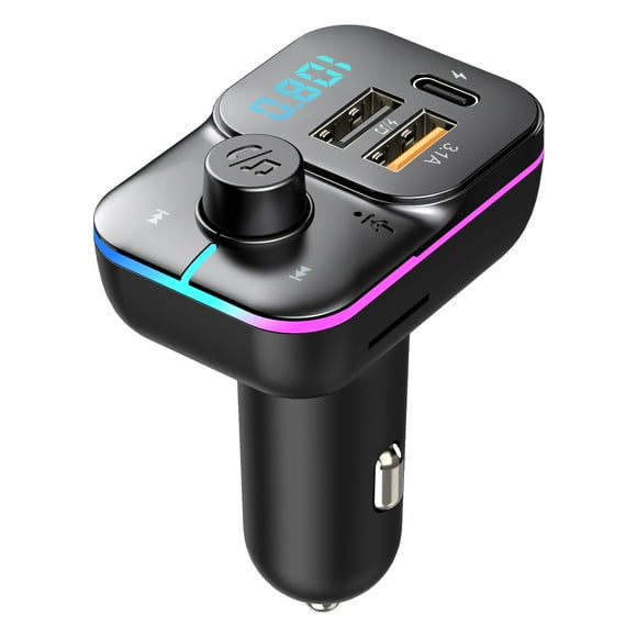 Cameland Automobile and Motorcycle Products Bluetooth 5.0 Fm Transmitter for Car Bluetooth Fm Radio Adapter Music Player Fm Transmitter/Car Kit with Hands-Free Calling and 2 Usb Ports Charger