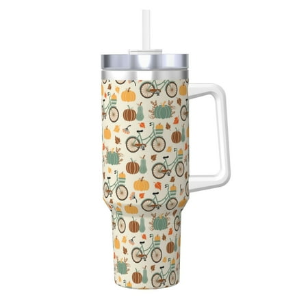 

Tideii Bicycle And Pumpkins for 40OZ Ice Cup Stainless Steel Heat-insulating and Cold-insulating Water Cup with Handle Suitable for Indoor and Outdoor Activities