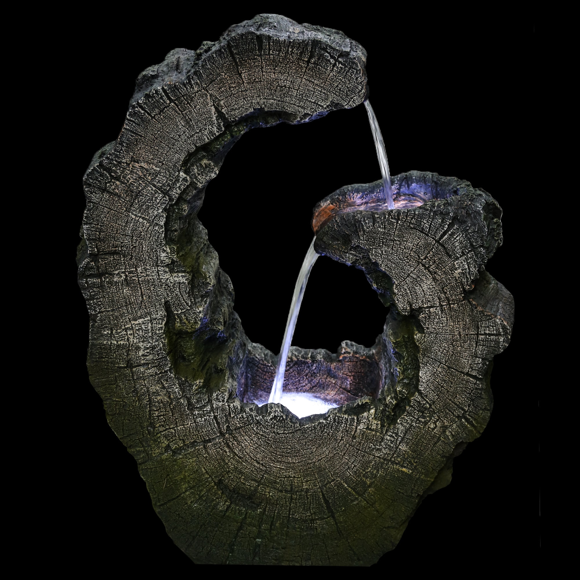 Northlight Lighted Tree Trunk Waterfall Outdoor Garden Water Fountain - 26"