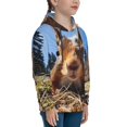 thumbnail image 3 of Fotbe Close-Up Curious Squirrel Pattern Youth Pullover Hooded Sweatshirt, Boys Hoodie, Kangaroo Pocket Hoodie for Kids Girls -X-Large, 3 of 6
