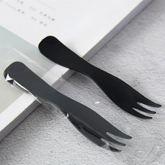 Set of 20 Black Small Plastic Disposable Dessert Tableware Cutlery Forks