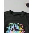 thumbnail image 3 of Young Girl Casual Cute Letter Print Round Neck Short Sleeve T-Shirt, Versatile For Daily Wear, Summer, 3 of 6
