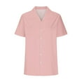 thumbnail image 3 of XuJwPNcy Button down Shirts for Women Short Sleeve Solid Color Blouses Dressy Casual V Neck Summer Tops, 3 of 6