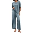 thumbnail image 3 of CQXIDFH Pjs Sets for Women Plus Size Sleepwear Set with Built-in Support Short Sleeve Top with Long Pants Loose Fit Lounge Sets Sleepwear, 3 of 9