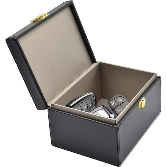 Signal Block Faraday Box, Key Fob Protector For Car Keys, Anti Theft Car Key RFID Box, Premium Leather Large Capacity Shielding Fiber, Versatile And Effective Peace Of Mind For