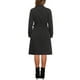 thumbnail image 3 of Vestido de mezclilla INSPIRE CHIC para mujer, de manga larga, con botones, corte A, con cinturón, vestido clásico de jean, talla XS, negro, 3 of 6