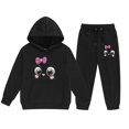 thumbnail image 2 of XFHLMJFF Kids Trendy Clothes Fall Winter Outfits Children Letter Printed Long Sleeved Hooded Top Hoodie Pants Suit Casual Outfit Fashion Playwear Clothes 6-7Y, 2 of 4