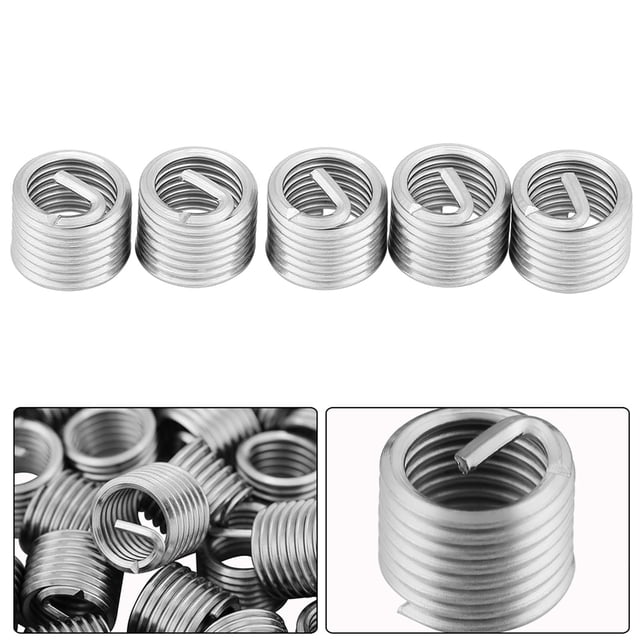 50pcs Stainless Steel Threaded Inserts, M8 X 1.25 X 1.5D Helical Coil Screw Thread Repair Kit, with Enhanced Connection Strength, for Aluminum Low Strength Materials