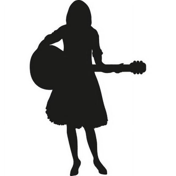 SP12995 Girl Woman Guitar Player Skirt Silhouette Cardboard Cutout Standee Standup