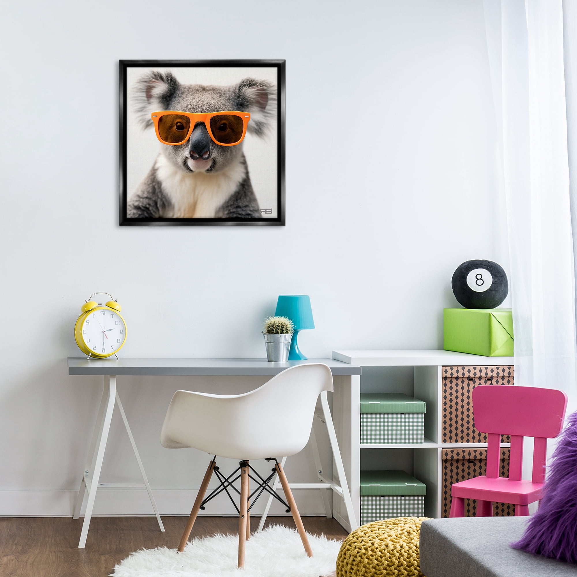 Stupell Industries Cool Koala & Glasses Animals Painting Black Floater Framed Canvas Art Print Wall Art, 25 x 25
