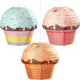 thumbnail image 1 of Linternas de papel colgantes para cupcakes de 12 pulgadas, linternas de papel colgantes para donas, decoraciones para fiestas, postres de donas para bebés (3 piezas), 1 of 5