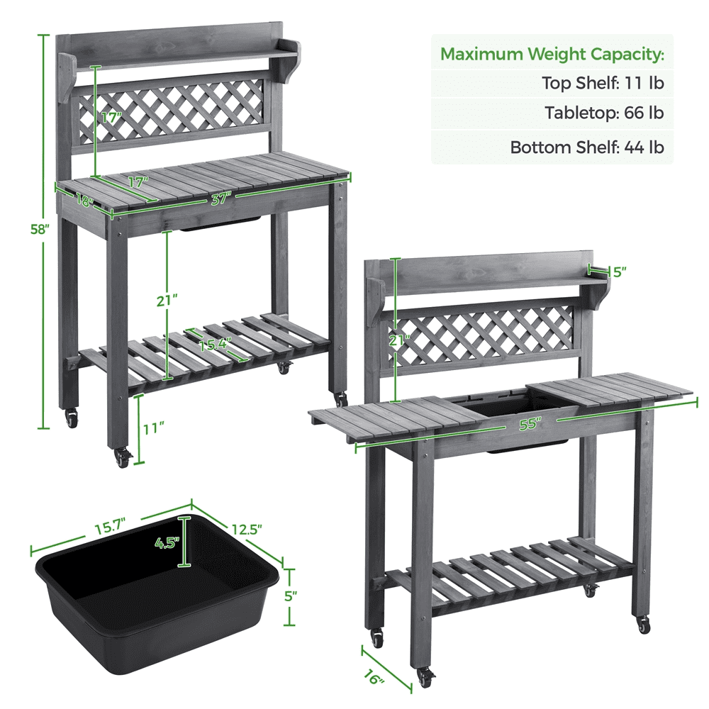 Renwick Gray Fir and Wood Potting Bench