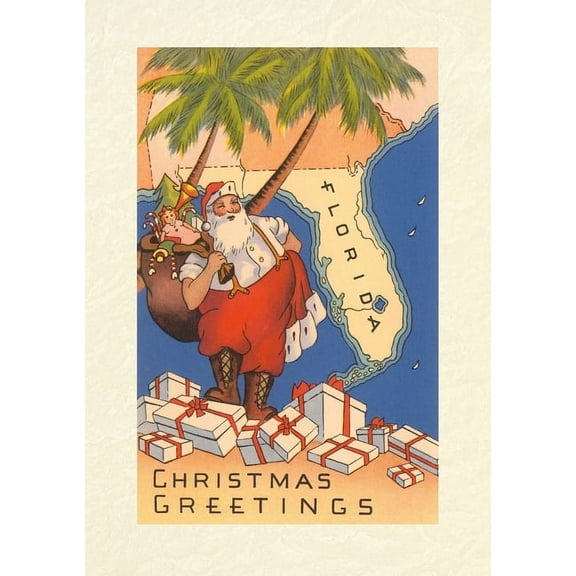 Vintage Lined Notebook Christmas Greetings from Florida (Paperback)