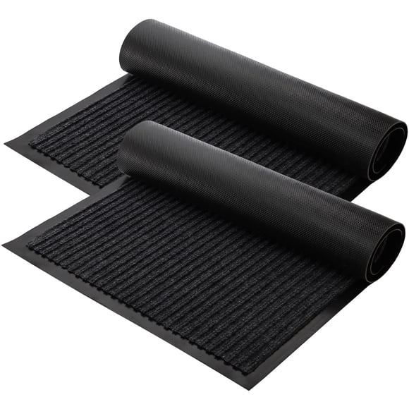 Fasmov Front Door Mats Welcome Mats, 2 Pack Waterproof Anti-Slip Durable Rubber Doormat Low-Profile Design Floor Front Doormat Rug