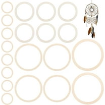24Pcs 4 Size Dream Catcher Rings Round Wooden Macrame Hoop 2.9/4.9/6.8/7.9 Inch Wooden Floral Hoop Smooth Unfinished Macrame Ring Craft Hoop Rings Round Macrame Wreath for DIY Craft Weddding