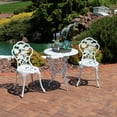 thumbnail image 4 of Sunnydaze Flower Design Cast Aluminum Bistro Set with Cast Iron Legs, White, 3pc, 4 of 8