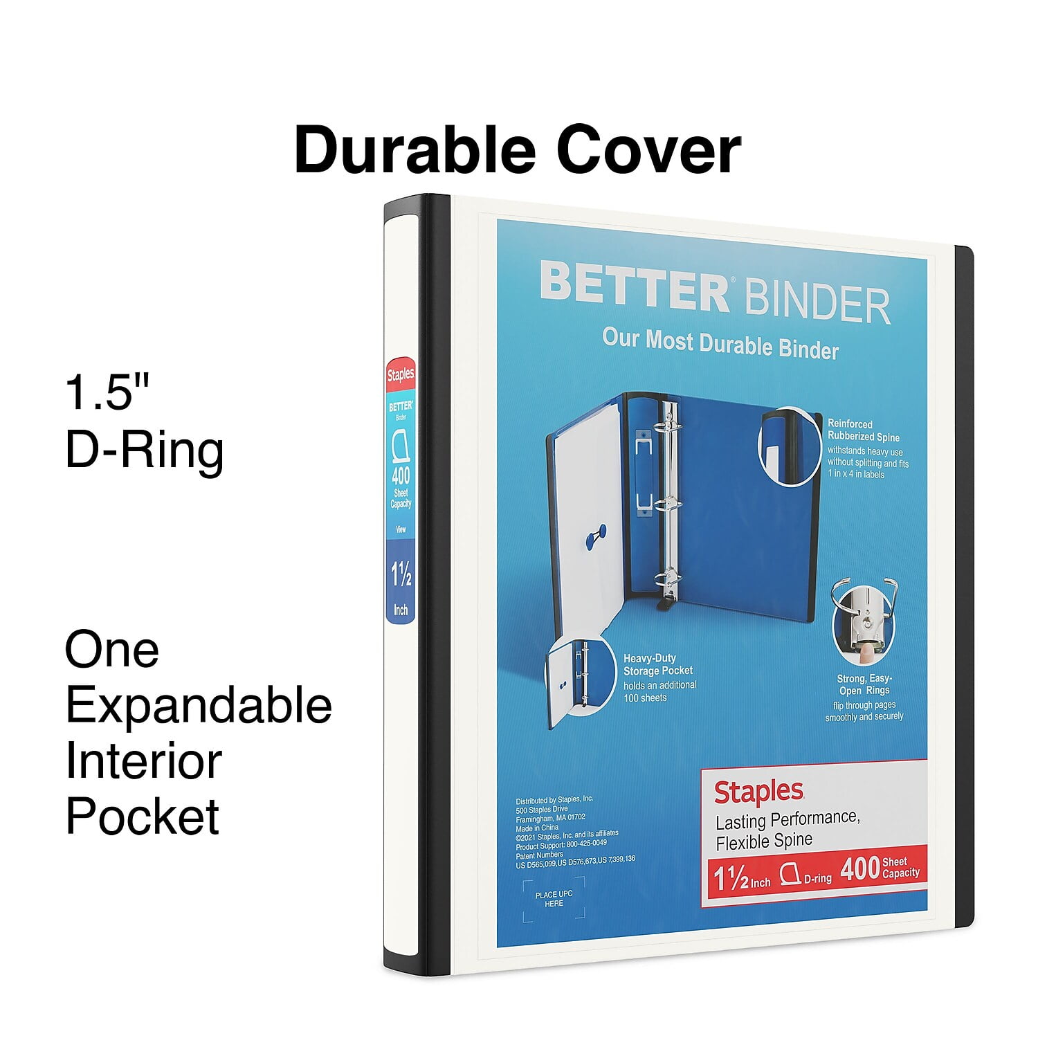 Staples Better 1-Inch D 3-Ring View Binder Red 807722 18370 