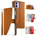 thumbnail image 1 of Funda cartera GANGXUN para iPhone 12 Mini , cuero PU con tarjetero, cremallera, correa de mano, soporte y protección 578°, 1 of 6