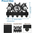 thumbnail image 2 of Wood & Iron Wall Mounted Hook Hangers Decorative Organizer Rack with 2Pcs Screws 5 Hooks for Bag Clothes Key Scarf Hanging Holder Wolf 200x300x7mm., 2 of 9