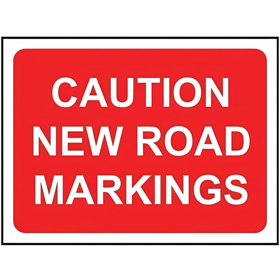 Caution New Road Markings Site Security Sign - 8"x12" Metal Notice Danger Warning Caution for Outdoor Indoor