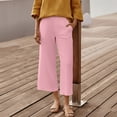 thumbnail image 2 of FRSASU Wide Leg Pants Woman High Waisted Trendy Cropped Barrel Pull On Baggy Elastic Waist Loose Fit Pants with Pockets Pink, 2 of 9