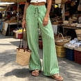 thumbnail image 6 of Ailaofu Women's Summer Striped Wide Leg Pants Drawstring Elastic Waist Casual Palazzo Trousers with Pockets Lightweight Loose Beach Pants for Vacation, 6 of 8