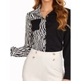 thumbnail image 2 of Lovito Classy Zebra Colorblock Pocket Blouse, 2 of 5