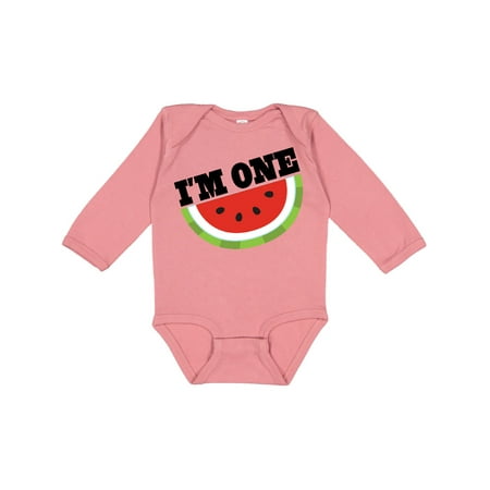 

Inktastic I m One 1st Birthday Watermelon Gift Baby Boy or Baby Girl Long Sleeve Bodysuit