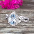 thumbnail image 2 of 10k White Gold 2 Carat 8x5mm Pear Shape Aquamarine Engagement Rings With Diamonds Halo, 2 of 5