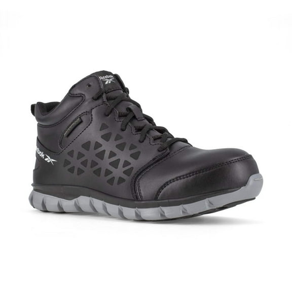 Reebok Work Women's Sublite Cushion Composite Toe Waterproof Athletic Mid Cut Work Shoe Black/Grey - RB414
