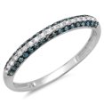 thumbnail image 1 of 0.25 CT 10k Gold Round Blue & White Diamond Pave Set Wedding Band Stackable Ring, Size 6, 1 of 1