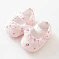 thumbnail image 2 of Sock Shoes Toddler Size 0-6 Months Strawberry Prints Soft Non Floor Flats Comfort Lightweight Elastic First Birthday Pink Boots, 2 of 6