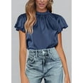 thumbnail image 7 of PRETTYGARDEN Business Casual Tops for Women Blouses Dressy Summer Short Sleeve Ruffle Satin Work Office Attire, 7 of 7