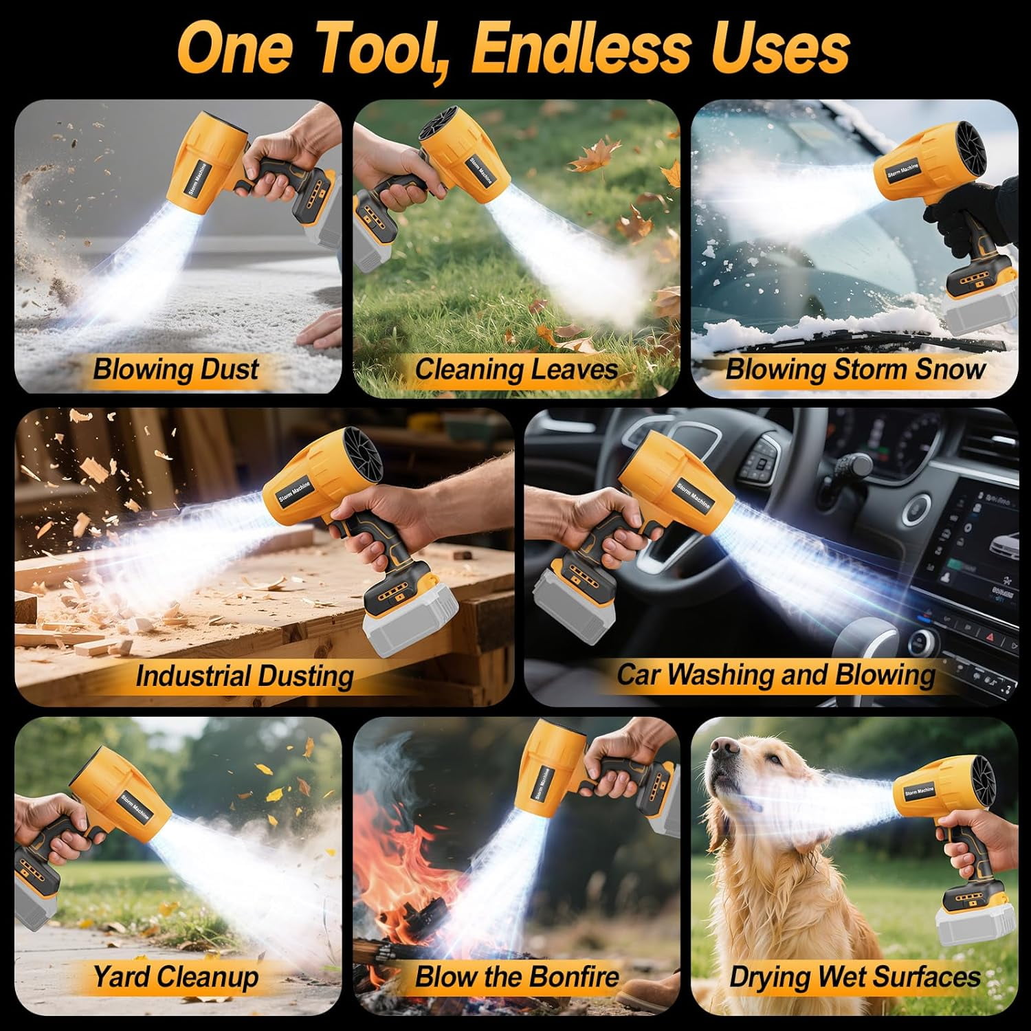 Electric Cordless Leaf Blower Dust Blower for DEWALT 20V Battery, High-Speed Motor Handheld Jet Fan Air Blower for Patio Cleaning, Lawn Care, Blowing Leaves and Dust (No Battery/Charger)