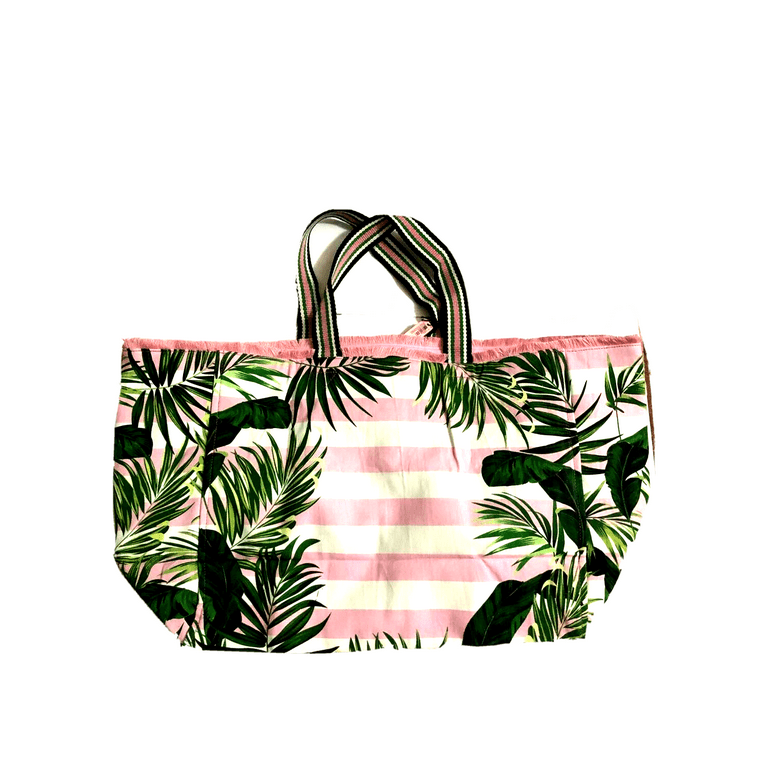 Victoria s Secret Pink Stripe Paradise Palm Large Beach Tote Bag New Walmart