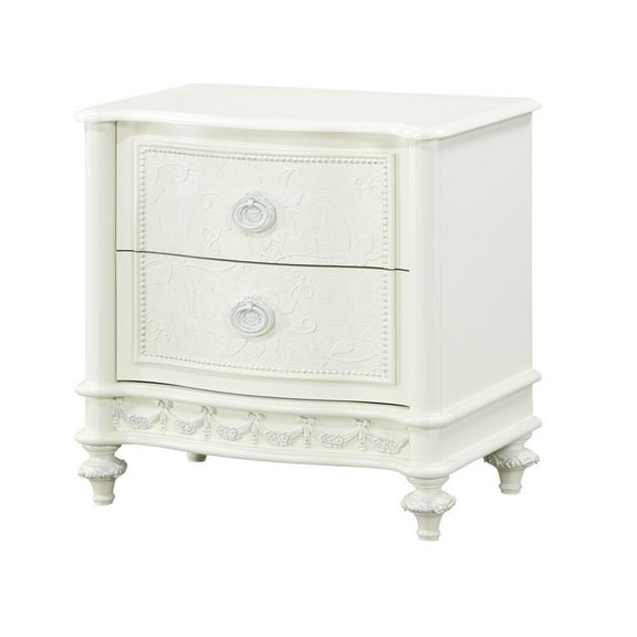 Acme Furniture Dorothy Nightstand w/2 Drawers, Ivory Finish