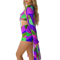 thumbnail image 2 of ITAWES 3 Piece Bikini Set with Long Sleeve Cover Up, High Waisted Colorful Drawstring Swimsuit for Beach Pool Vacation, 2 of 4