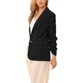 thumbnail image 4 of INSPIRE CHIC Corduroy Blazers for Women Dressy Casual One Button Lapel Long Sleeve Office Work Suit Jackets with Pockets L Black, 4 of 6